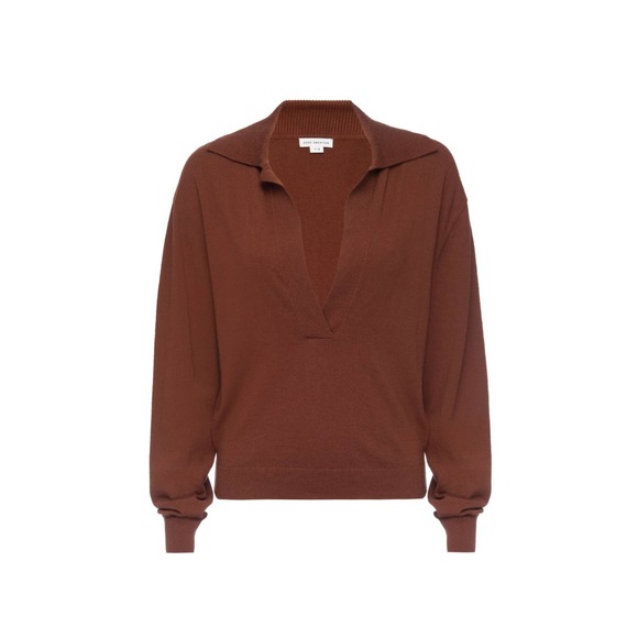 Good American Sweaters - Good American Brown Collared Knit Sweater